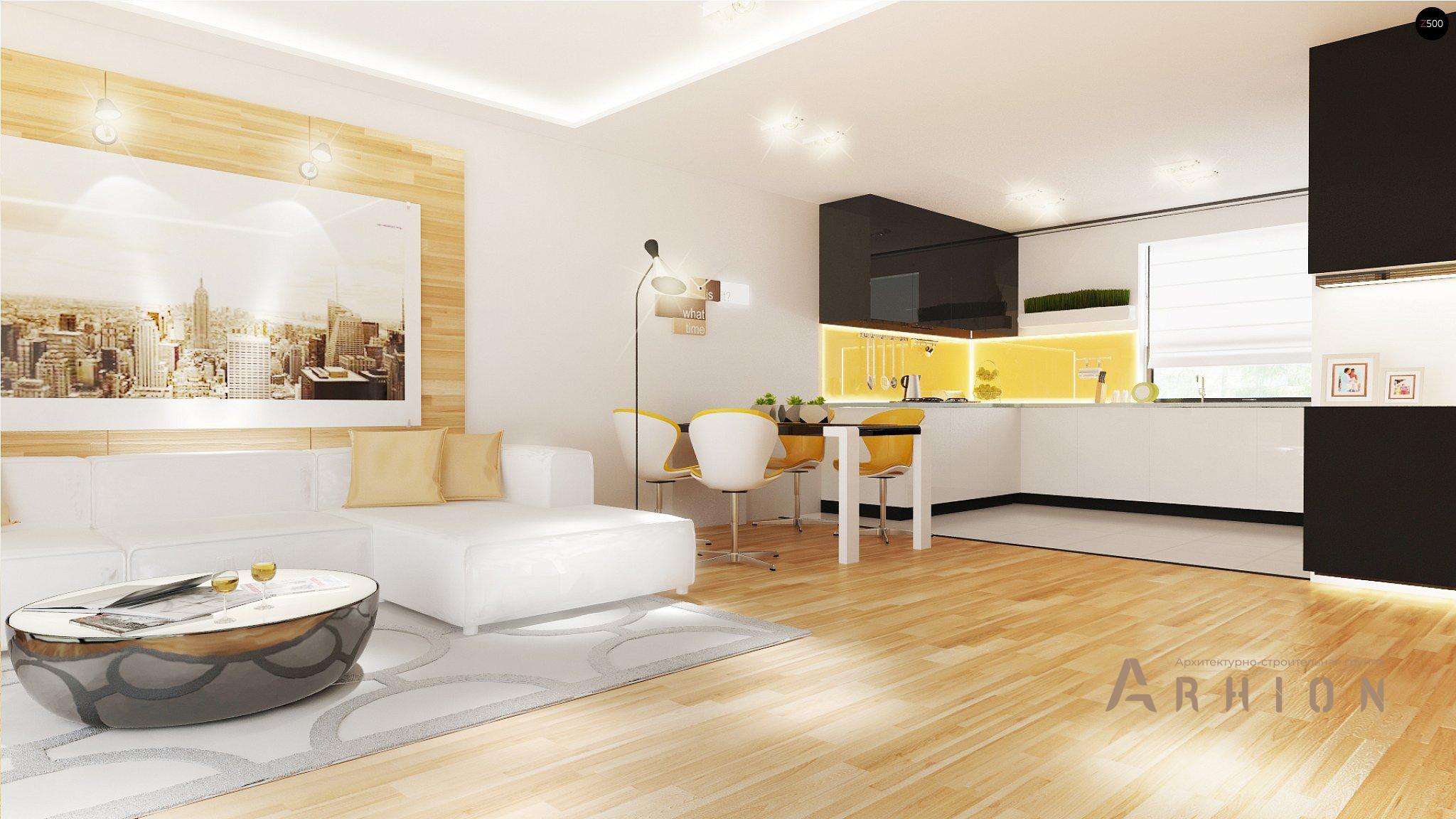 8. Проект одноэтажного дома в европейском стиле с двускатной кровлей, Z98 WP GP2, площадью - 167 кв c терассой, гаражом